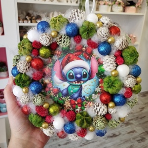 Stitch ajtódísz 21 cm  - karácsony - karácsonyi lakásdekoráció - karácsonyi ajtódíszek - Meska.hu