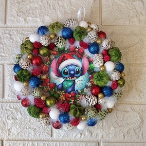 Stitch ajtódísz 21 cm  - karácsony - karácsonyi lakásdekoráció - karácsonyi ajtódíszek - Meska.hu