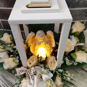 Lámpás extra sírdísz, led mécsessel - otthon & életmód - vallás - temetkezési tárgy - sírcsokor, virág dekoráció - Meska.hu