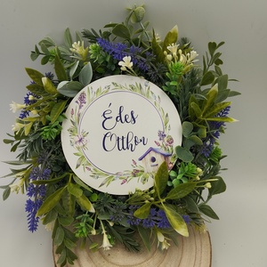 AKCIÓS! Levendulás Édes otthon ajtódísz, 26 cm  - Meska.hu