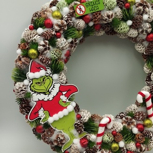 40cm hatalmas Grincs karácsonyi koppgtató, ajtódísz - karácsony - adventi díszek - adventi ajtódísz - Meska.hu
