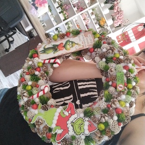 40cm hatalmas Grincs karácsonyi koppgtató, ajtódísz - karácsony - adventi díszek - adventi ajtódísz - Meska.hu