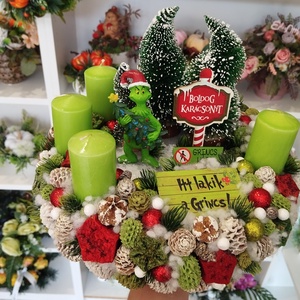 30cm Grincs figurás adventi koszorú - karácsony - adventi díszek - adventi koszorú - Meska.hu