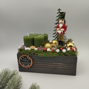 Diótörő adventi fa box, rusztikus gyertyákkal - Meska.hu