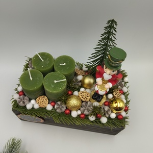 Diótörő adventi fa box, rusztikus gyertyákkal - karácsony - adventi díszek - adventi asztaldísz - Meska.hu