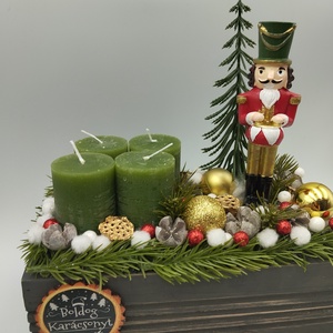 Diótörő adventi fa box, rusztikus gyertyákkal - karácsony - adventi díszek - adventi asztaldísz - Meska.hu