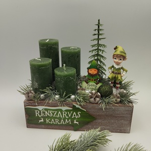 Elf manós adventi box, zöld és ezüst, Karácsony, Adventi díszek, Adventi koszorú, , 12x22cm fa alap
Zöld és ezüst díszítéssel, gazdagon
Elf manó figurával
22cm magas , MESKA