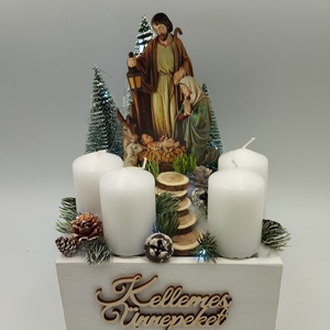 Betlehem adventi box, Led világítással - karácsony - adventi díszek - adventi gyertyadíszek és koszorúdíszek - Meska.hu