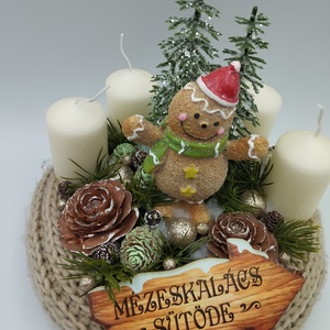 Mézi adventi koszorú, barna, pezsgő, zöld - karácsony - adventi díszek - adventi koszorú - Meska.hu