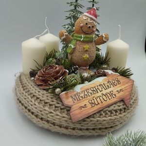 Mézi adventi koszorú, barna, pezsgő, zöld - karácsony - adventi díszek - adventi koszorú - Meska.hu