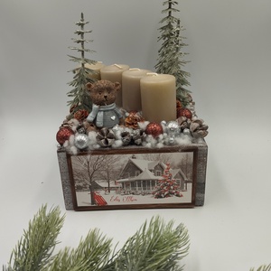 Barna ezüst macis adventi box, Karácsony, Adventi díszek, Adventi gyertyadíszek és koszorúdíszek, , MESKA