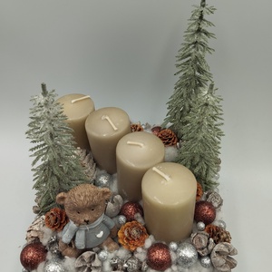 Barna ezüst macis adventi box - karácsony - adventi díszek - adventi gyertyadíszek és koszorúdíszek - Meska.hu