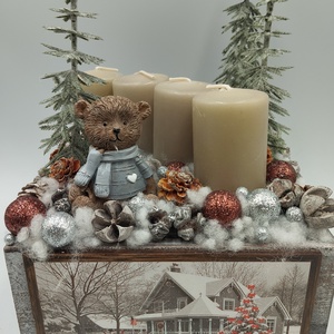 Barna ezüst macis adventi box - karácsony - adventi díszek - adventi gyertyadíszek és koszorúdíszek - Meska.hu