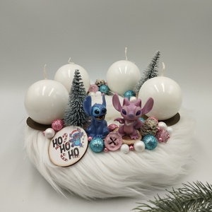 Stitch és Angel adventi koszorú, Karácsony, Adventi díszek, Adventi koszorú, , MESKA