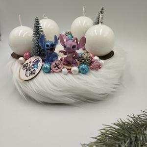 Stitch és Angel adventi koszorú - karácsony - adventi díszek - adventi koszorú - Meska.hu