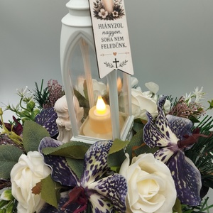 Lámpás dírdísz, Vanda orchideával - otthon & életmód - vallás - temetkezési tárgy - sírdísz, kegyeleti dísz - Meska.hu