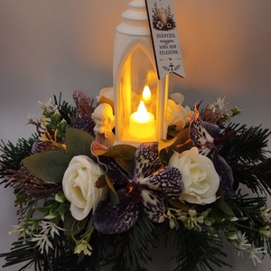 Lámpás dírdísz, Vanda orchideával - otthon & életmód - vallás - temetkezési tárgy - sírdísz, kegyeleti dísz - Meska.hu