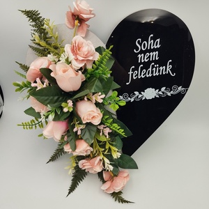 Prémium plexi szív sírdísz, rózsaszín - Meska.hu