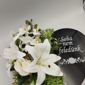 Prémium plexi szív sírdísz, fehér liliom - otthon & életmód - vallás - temetkezési tárgy - sírdísz, kegyeleti dísz - Meska.hu