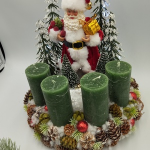 Mikulás adventi koszorú,leddel, rusztikus gyertyákkal - karácsony - adventi díszek - adventi gyertyadíszek és koszorúdíszek - Meska.hu