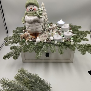 Nagy hóemberes adventi fiók, Led gyertyákkal - karácsony - adventi díszek - adventi gyertyadíszek és koszorúdíszek - Meska.hu