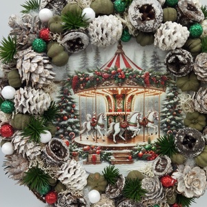 Körhintás karácsonyi ajtódísz - karácsony - karácsonyi lakásdekoráció - karácsonyi ajtódíszek - Meska.hu