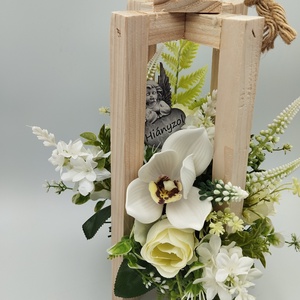 Fa álló lámpás sírdísz, cymbidium és rózsa - otthon & életmód - vallás - temetkezési tárgy - sírcsokor, virág dekoráció - Meska.hu