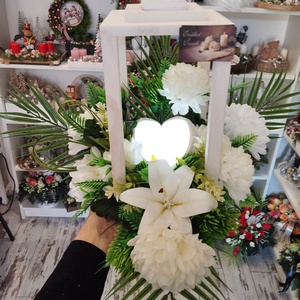 Nagy fa lámpás angyalszárny gyertatartós sírdísz - otthon & életmód - vallás - temetkezési tárgy - sírcsokor, virág dekoráció - Meska.hu