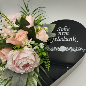 Prémium plexi feliratos szív sírdísz, rózsaszín - otthon & életmód - vallás - temetkezési tárgy - sírcsokor, virág dekoráció - Meska.hu
