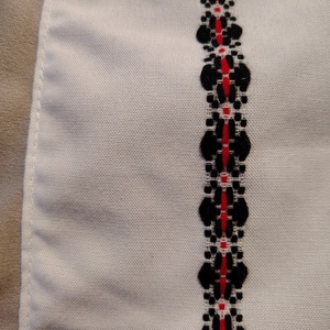 Bézs szatyor hímzett sávval - táska & tok - bevásárlás & shopper táska - shopper, textiltáska, szatyor - Meska.hu