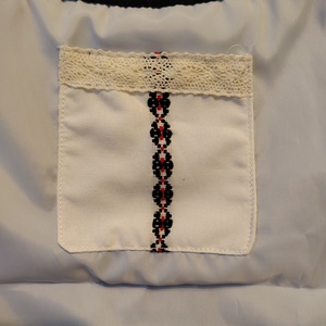 Kék táska fehér csipke sávval - táska & tok - bevásárlás & shopper táska - shopper, textiltáska, szatyor - Meska.hu