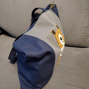 Kék táska szálas macival - táska & tok - bevásárlás & shopper táska - shopper, textiltáska, szatyor - Meska.hu