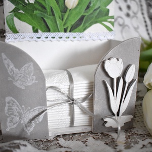 Tulipános papírzsepi tartó -  - Meska.hu