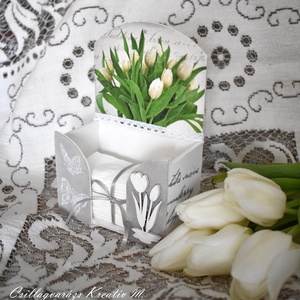Tulipános papírzsepi tartó -  - Meska.hu