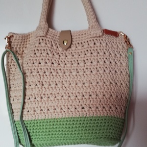 Horgolt kézitáska drapp  - táska & tok - kézitáska & válltáska - belső rendező - Meska.hu