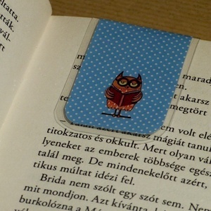 KÉK Bagoly mini MÁGNESES könyvjelző 1db -  - Meska.hu