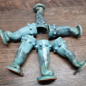 Egyedi, effekt mázas türkiz pálinkás, likőrös poharak 6db- os szett - otthon & életmód - konyhafelszerelés, tálalás - tálalás - pálinkás poharak, szettek - Meska.hu