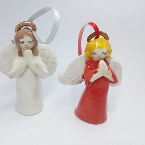 Karácsonyfadísz kerámia angyalka, Művészet, Szobor, Kerámia, Kerámia, MESKA