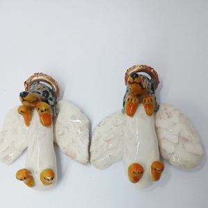 Tacsis kerámia angyalka, Művészet, Szobor, Kerámia, Kerámia, MESKA