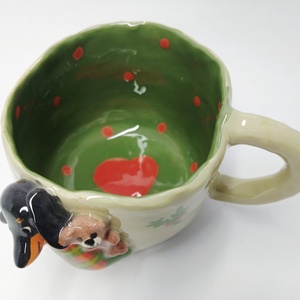 Mázas kerámia tacsis bögre - művészet - szobor - kerámia - Meska.hu