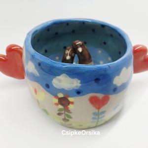 Mázas kerámia  bögre - művészet - szobor - kerámia - Meska.hu