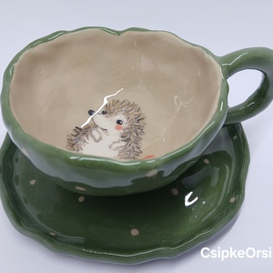 Mázas kerámia  bögre és tányér, Művészet, Szobor, Kerámia, Kerámia, MESKA