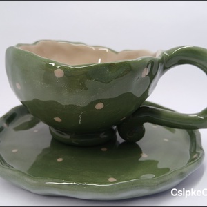 Mázas kerámia  bögre és tányér - művészet - szobor - kerámia - Meska.hu