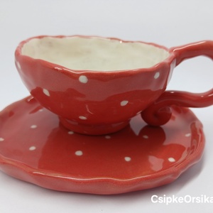 Mázas kerámia  bögre és tányér - művészet - szobor - kerámia - Meska.hu