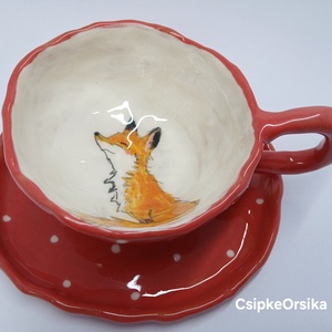 Mázas kerámia  bögre és tányér - művészet - szobor - kerámia - Meska.hu