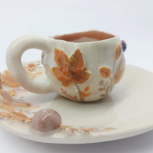 Mázas kerámia  bögre és tányér, Művészet, Szobor, Kerámia, Kerámia, MESKA