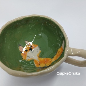 Mázas kerámia  bögre és tányér, Művészet, Szobor, Kerámia, Kerámia, MESKA