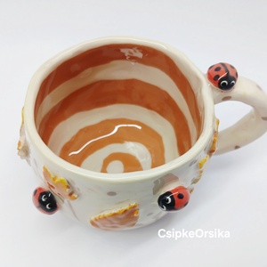 Mázas kerámia  bögre katicákkal - otthon & életmód - konyhafelszerelés, tálalás - tálalás - bögre & csésze - Meska.hu