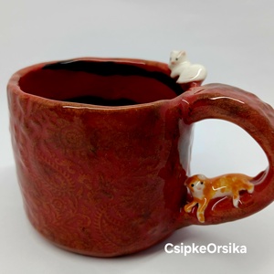 Mázas kerámia bögre cicákkal - otthon & életmód - konyhafelszerelés, tálalás - tálalás - bögre & csésze - Meska.hu