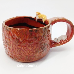 Mázas kerámia bögre cicákkal - otthon & életmód - konyhafelszerelés, tálalás - tálalás - bögre & csésze - Meska.hu